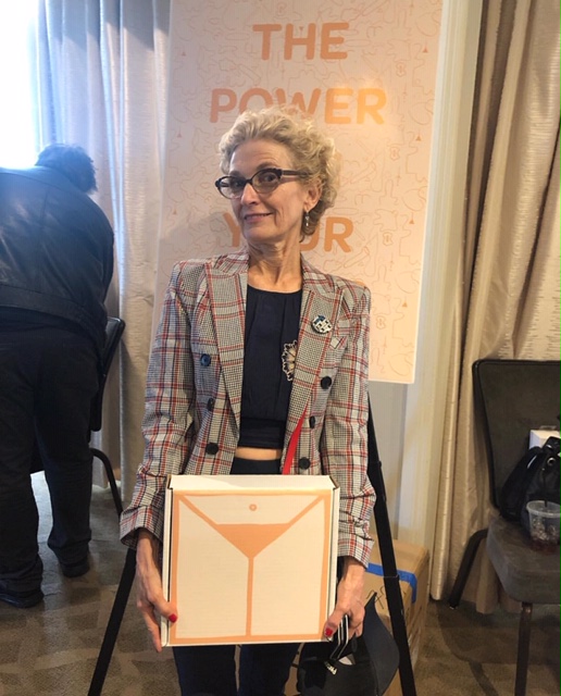 Vice Oscar winner Patricia DeHaney learning about the launch of Your Box Box at EcoLuxeLounge